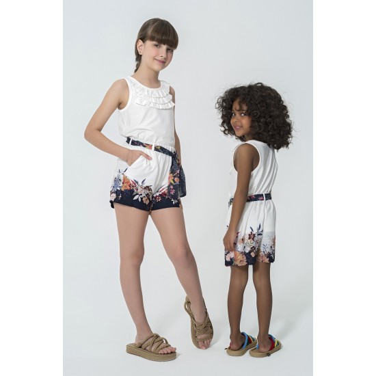 For You Kids Navy Blue Floral Patterned Shorts