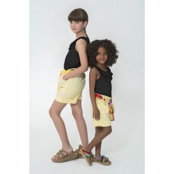 For You Kids Organic Belt Pocketed Double Leg Yellow Shorts