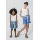 For You Kids Organic Belt Pocketed Double Leg Blue Shorts