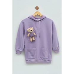 For You Kids Girl Lilac Sweatshirt with Teddy Bear Tunic