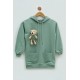 For You Kids Girl Green Sweatshirt Tunic With Teddy Bear