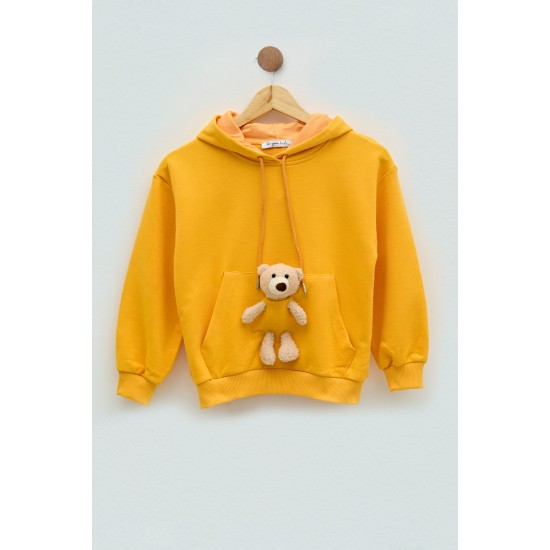 For You Kids Baby Girl Yellow Sweatshirt with Teddy Bear