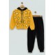 For You Kids Flower Printed Black Hooded Sweatshirt Set