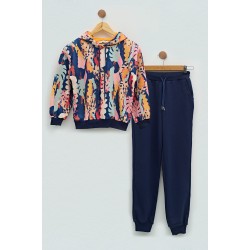 For You Kids Girl Flower Patterned Tracksuit Set