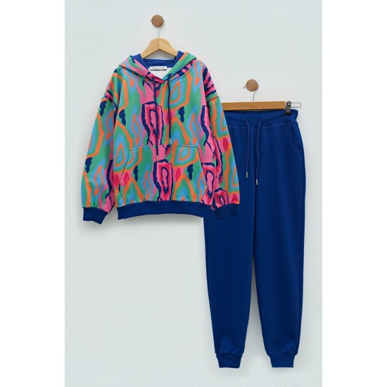 For You Kids Girl Patterned Tracksuit Set