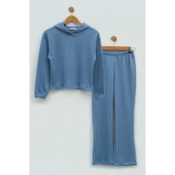 For You Kids Girl Blue Knitwear Sweatshirt Set