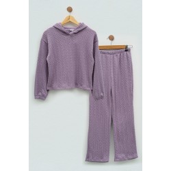 For You Kids Girl Lilac Knitwear Sweatshirt Set