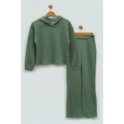 For You Kids Girl Green Knitwear Sweatshirt Set