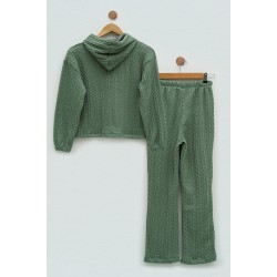 For You Kids Girl Green Knitwear Sweatshirt Set