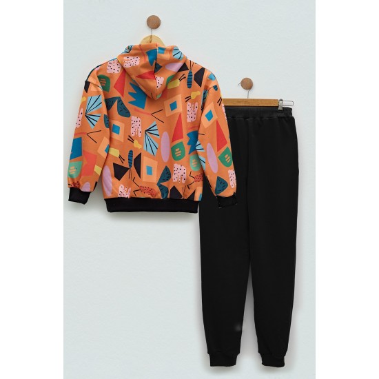 For You Kids Girl Patterned Tracksuit Set