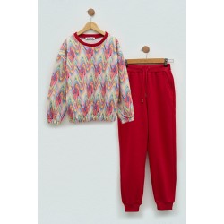 For You Kids Girl Patterned Tracksuit Set