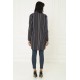 For You Fashion Women's Striped Navy Blue Shawl Collar Jacket