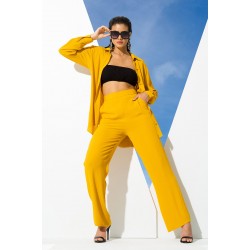 For You In&Out 3-Piece Viscose Inside&Out Crinkle Bustier Mustard Set