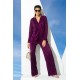 For You Woman 2 Pieces Pleated Shirt Pants Purple Suit