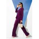 For You Woman 2 Pieces Pleated Shirt Pants Purple Suit