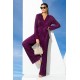 For You Woman 2 Pieces Pleated Shirt Pants Purple Suit