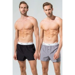 For You Man 2 Pack Gray Black Woven Boxer