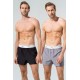 For You Man 2 Pack Gray Black Woven Boxer