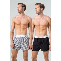 For You Man 2-pack Plaid Black Woven Boxer