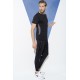 For You Man 2 Piece Side Mesh Detail T-shirt Black Joger Set