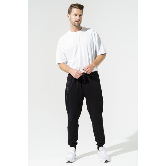 For You Man 2-pack Cotton Side Mesh Detail T-shirt Black Joger Set