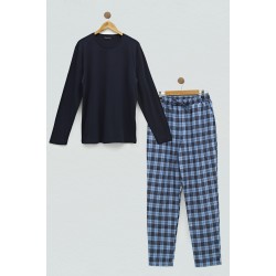 For You Man 2-pack Plaid Flannel Navy Blue Pajamas Set