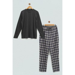 For You Man 2-pack Plaid Flannel Anthracite Pajamas Set