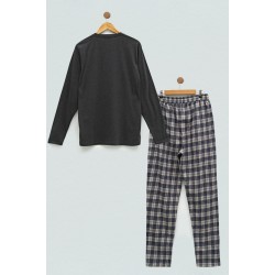 For You Man 2-pack Plaid Flannel Anthracite Pajamas Set