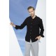 For You Man Organic Straight Collar Long Sleeve Black Shirt