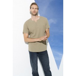 For You Man Organic 3 Button Short Sleeve Khaki Shirt