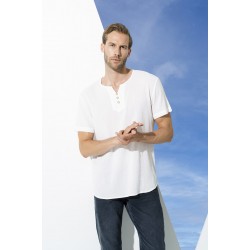 For You Man Organic 3 Button Short Sleeve White Shirt