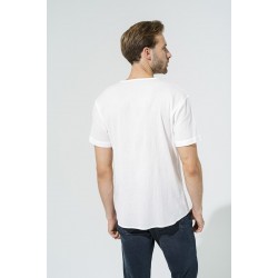 For You Man Organic 3 Button Short Sleeve White Shirt