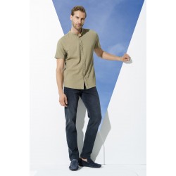 For You Man Organic Crew Neck Full Pat Short Sleeve Khaki Shirt