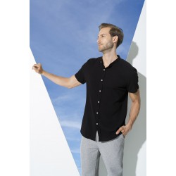 For You Man Organic Crew Neck Full Pat Short Sleeve Black Shirt