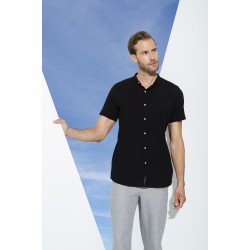 For You Man Organic Crew Neck Full Pat Short Sleeve Black Shirt