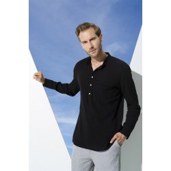 For You Man Organic Pocket Collar Long Sleeve Black Shirt