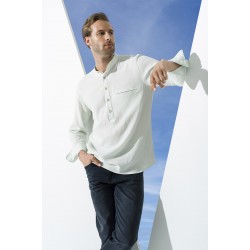 For You Man Organic Pocket Large Collar Long Sleeve Mint Green Shirt