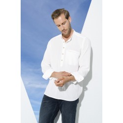 For You Man Organic Pocket Collar Long Sleeve White Shirt