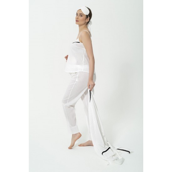 For You Mama 5 Piece Organic White Pajama Set With Robe