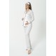 For You Mama 5 Piece Pocket Mama Embroidery White Long Pajamas Set