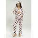 For You Mama 5-Piece Viscose Long Sleeve Black Polka Dot Pink Pajamas Set