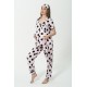 For You Mama 5-Piece Viscose Black Polka Dot Pink Pajamas Set