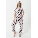 For You Mama 5-Piece Viscose Black Polka Dot Pink Pajamas Set