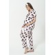 For You Mama 5-Piece Viscose Black Polka Dot Pink Pajamas Set