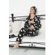 For You Mama 5 Piece Viscose White Polka Dot Black Pajama Set