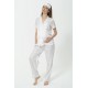 For You Mama 5 Piece Satin White Jacquard Short Sleeve Pajamas Set