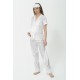 For You Mama 5 Piece Satin White Jacquard Short Sleeve Pajamas Set