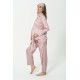 For You Mama 5 Pcs Satin Dried Rose Striped Pink Pajamas Set