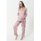 For You Mama 5 Pcs Satin Dried Rose Striped Pink Pajamas Set