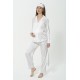 For You Mama 5 Pieces Ecru Striped White Long Sleeve Pajamas Set